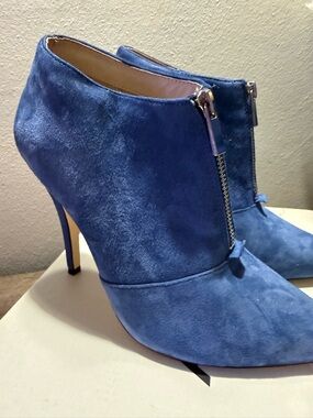 Aldo Royal Blue Suede Ankle Boots with Front Zip